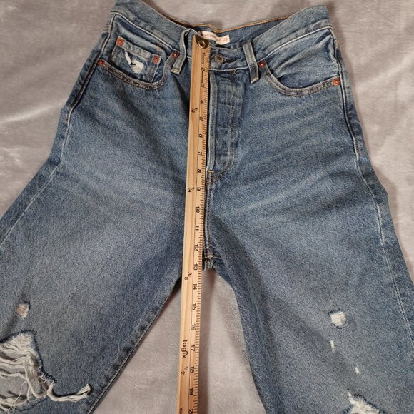 Levis Ribcage Straight Ankle Jeans Womens 28x26.5 Button Fly Distressed - Picture 15 of 15